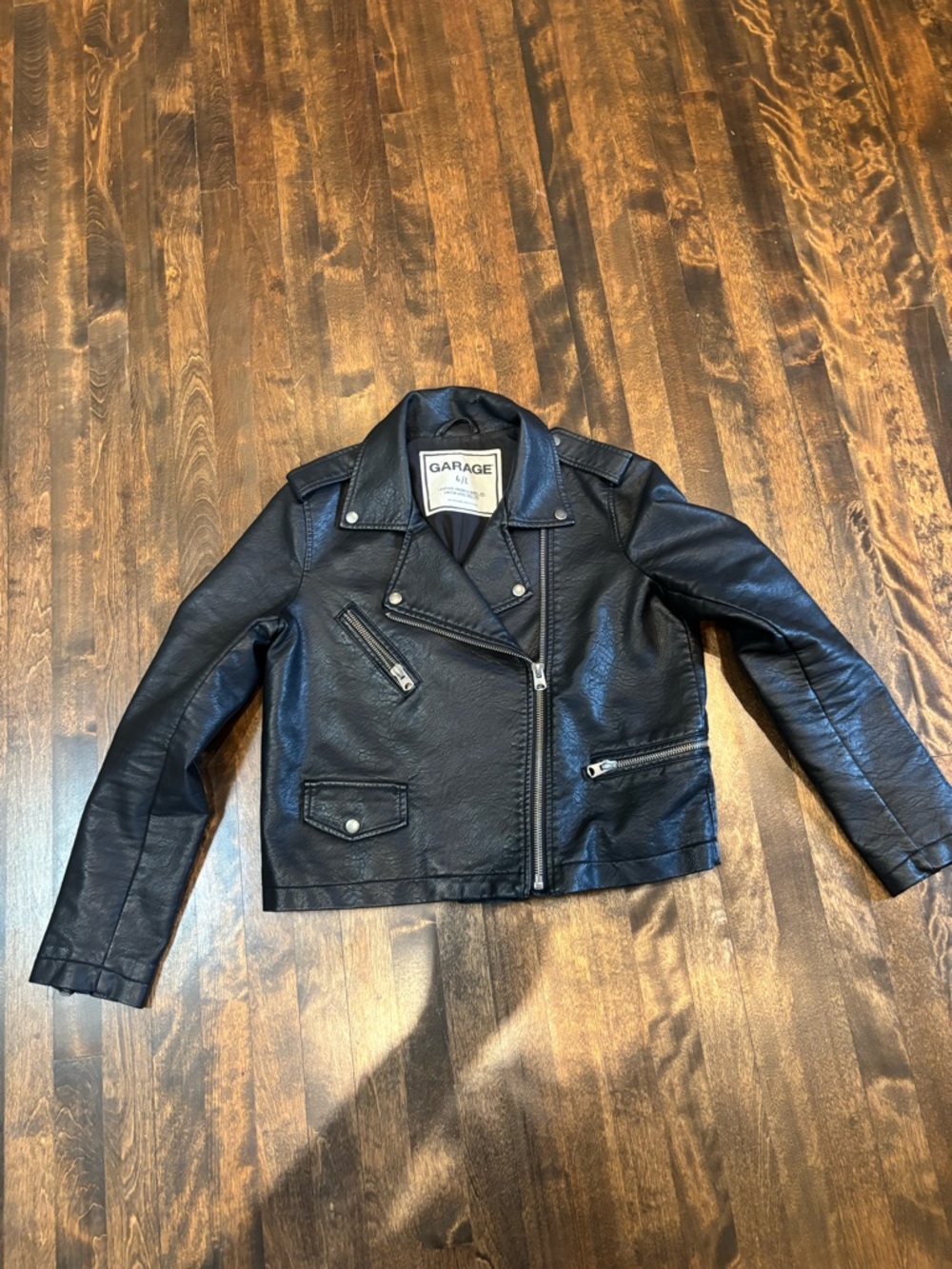 Garage Black Faux Leather Biker Jacket